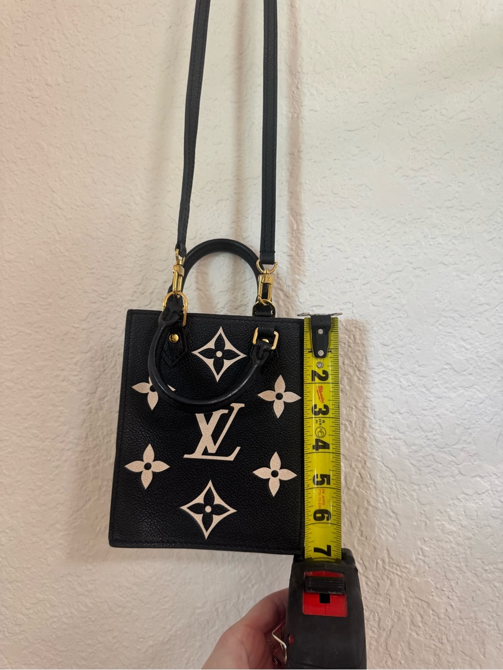 Louis Vuitton Black Mini Tote with Beige Monogram Accents - Picture 4 of 12